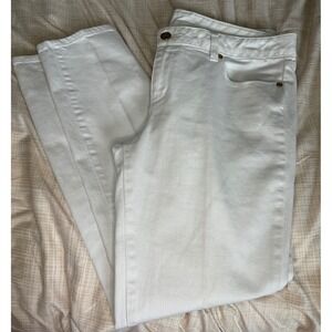 Tory Burch White Denim Jeans Straight Leg Gold‎ Hardware Size 31